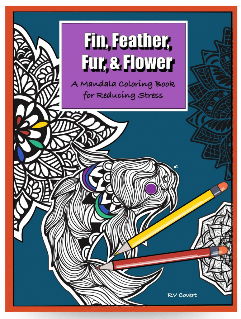 fin feather fur and flower mandala coloring book