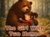 THE GIRL WITH TWO HOMES - girl with her father the bear
