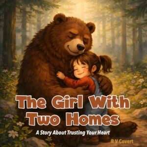 THE GIRL WITH TWO HOMES - girl with her father the bear